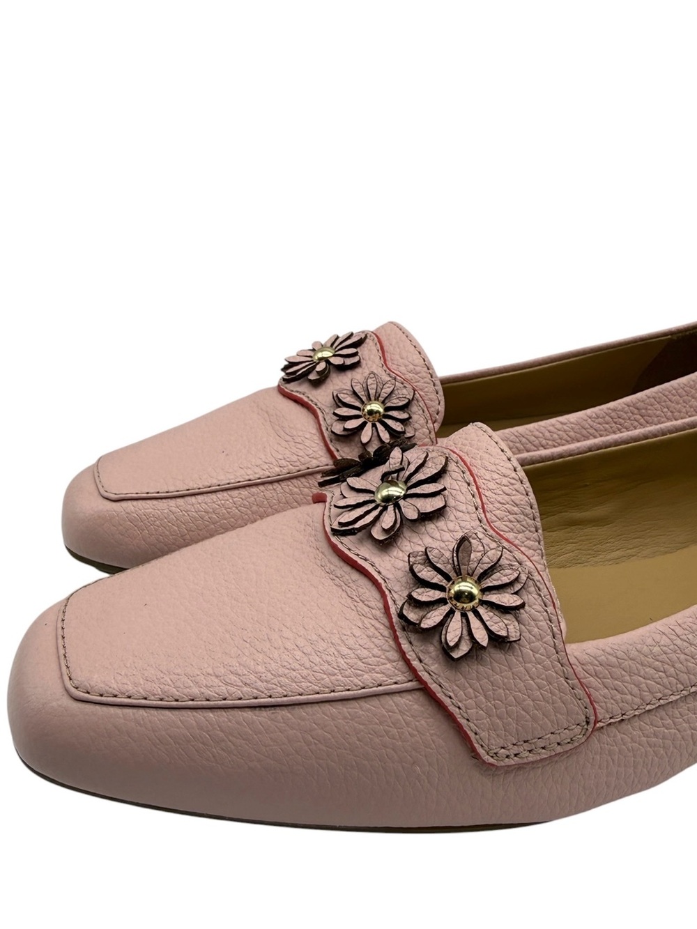 Talbots Loafers Size 7 Pink Leather Flats Flower Colorful Feminine Preppy Womens - Picture 3 of 11